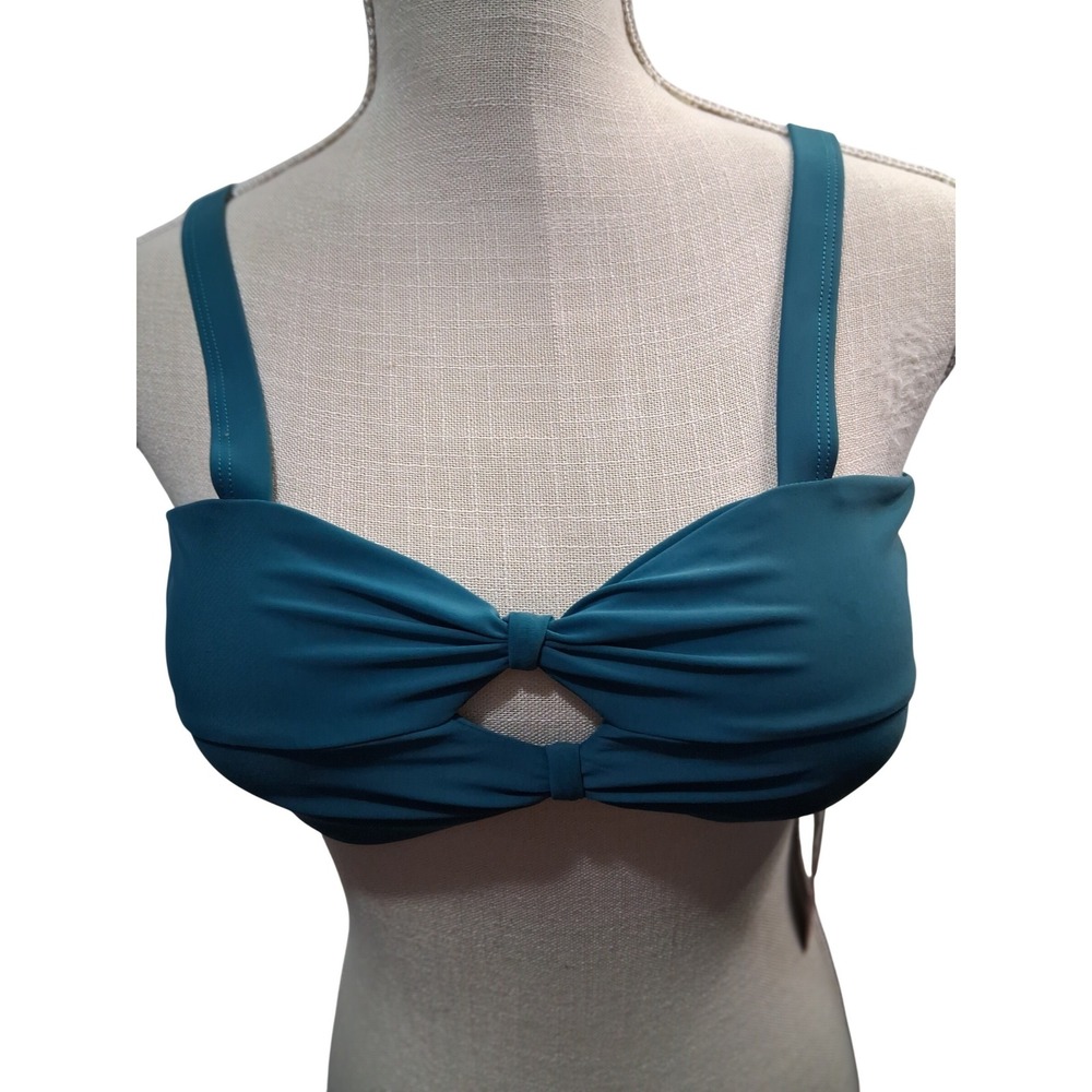 Shekini Women's Teal Cutout Bikini Top Adjustable Straps Padding Size Large NWT